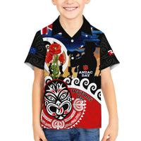 New Zealand Waitangi And ANZAC Day Family Matching Summer Maxi Dress and Hawaiian Shirt Aotearoa Maori Tiki With Last Post LT14 Son's Shirt Black - Polynesian Pride