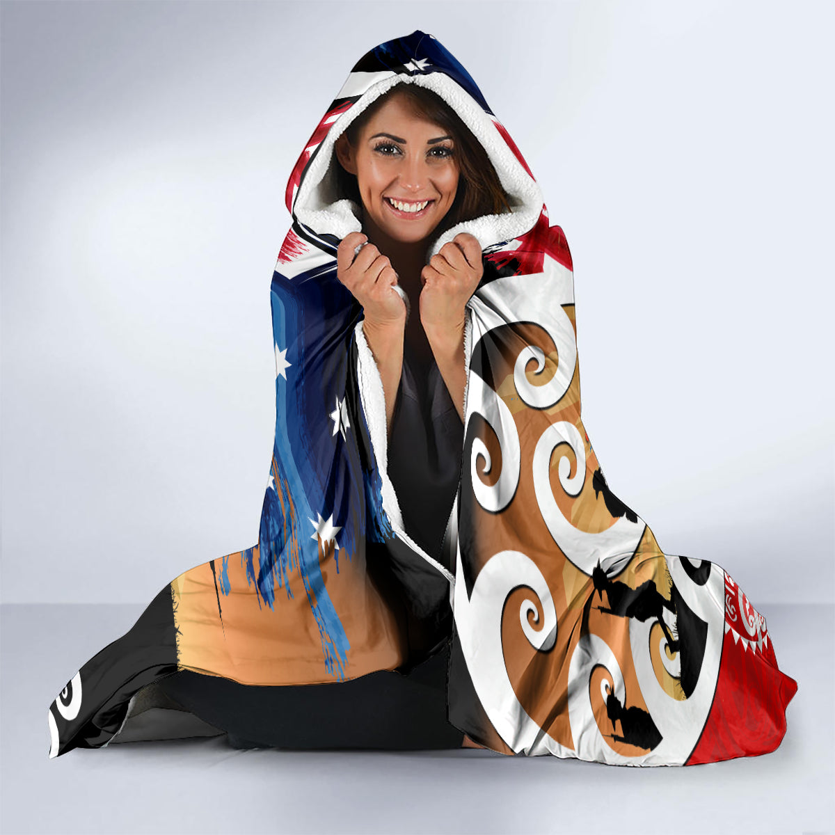 New Zealand Waitangi And ANZAC Day Hooded Blanket Aotearoa Maori Tiki With Last Post LT14 - Polynesian Pride