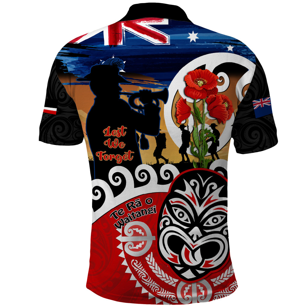 New Zealand Waitangi And ANZAC Day Polo Shirt Aotearoa Maori Tiki With Last Post LT14 - Polynesian Pride