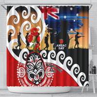 New Zealand Waitangi And ANZAC Day Shower Curtain Aotearoa Maori Tiki With Last Post LT14 - Polynesian Pride