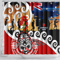 New Zealand Waitangi And ANZAC Day Shower Curtain Aotearoa Maori Tiki With Last Post LT14 - Polynesian Pride