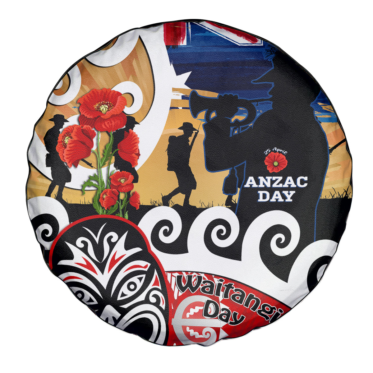 New Zealand Waitangi And ANZAC Day Spare Tire Cover Aotearoa Maori Tiki With Last Post LT14 - Polynesian Pride