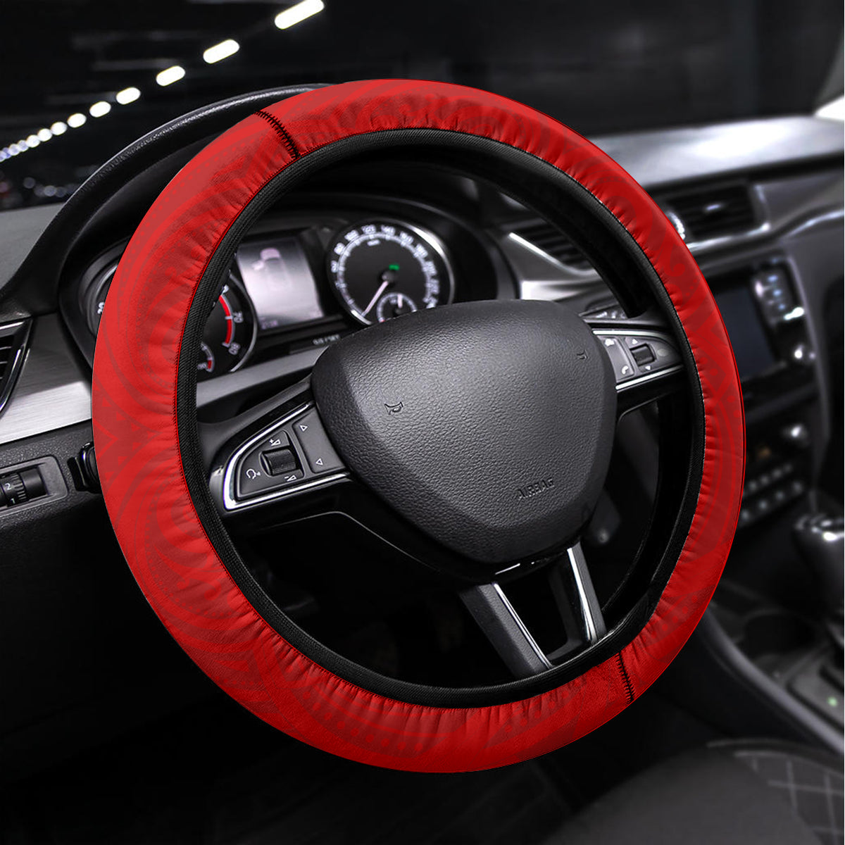 New Zealand Waitangi And ANZAC Day Steering Wheel Cover Aotearoa Maori Tiki With Last Post LT14 Universal Fit Black - Polynesian Pride