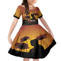 Tokelau ANZAC Day Family Matching Puletasi and Hawaiian Shirt Camouflage With Poppies Lest We Forget LT14 Daughter's Dress Yellow - Polynesian Pride