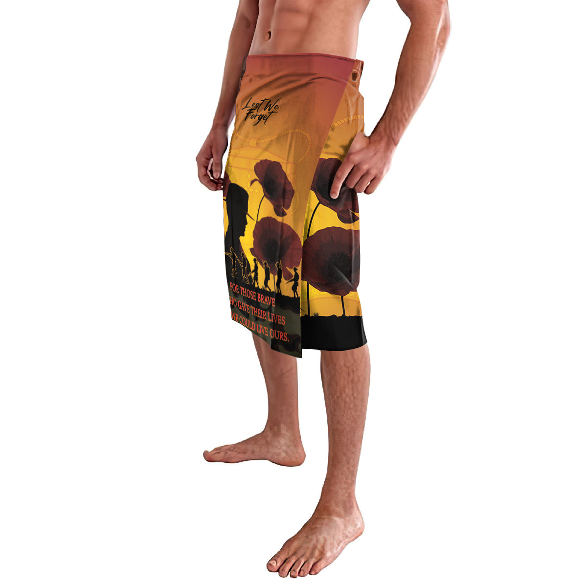 Tokelau ANZAC Day Lavalava Camouflage With Poppies Lest We Forget LT14 - Polynesian Pride