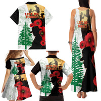 Norfolk Island ANZAC Day Family Matching Tank Maxi Dress and Hawaiian Shirt Pine Tree With Poppies Lest We Forget LT14 - Polynesian Pride