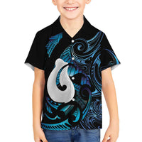 Hei Matau New Zealand Matariki Family Matching Long Sleeve Bodycon Dress and Hawaiian Shirt NZ Fish Hook Maori Art LT14 Son's Shirt Purple - Polynesian Pride