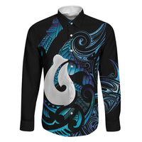 Hei Matau New Zealand Matariki Family Matching Mermaid Dress and Hawaiian Shirt NZ Fish Hook Maori Art LT14 Dad's Shirt - Long Sleeve Purple - Polynesian Pride