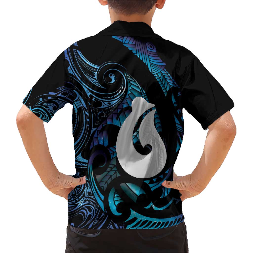 Hei Matau New Zealand Matariki Family Matching Off Shoulder Maxi Dress and Hawaiian Shirt NZ Fish Hook Maori Art LT14 - Polynesian Pride