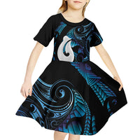 Hei Matau New Zealand Matariki Kid Short Sleeve Dress NZ Fish Hook Maori Art LT14 - Polynesian Pride