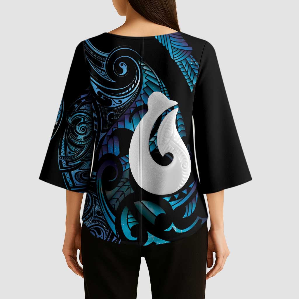 Hei Matau New Zealand Matariki Kimono Sleeve Blouse NZ Fish Hook Maori Art