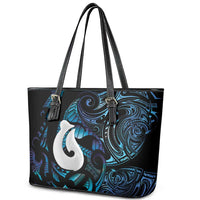 Hei Matau New Zealand Matariki Leather Tote Bag NZ Fish Hook Maori Art