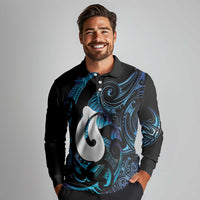 Hei Matau New Zealand Matariki Long Sleeve Polo Shirt NZ Fish Hook Maori Art LT14 - Polynesian Pride