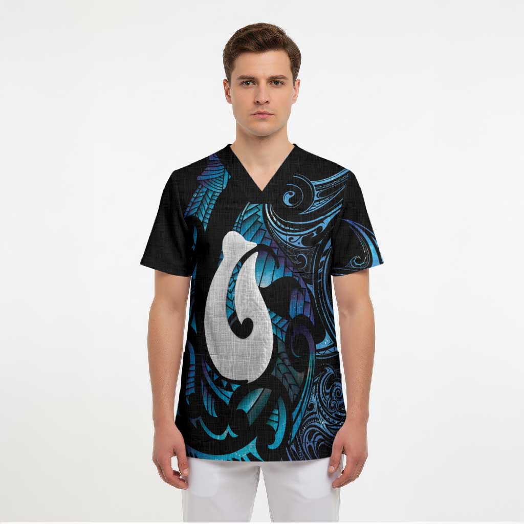 Hei Matau New Zealand Matariki Scrub Top NZ Fish Hook Maori Art