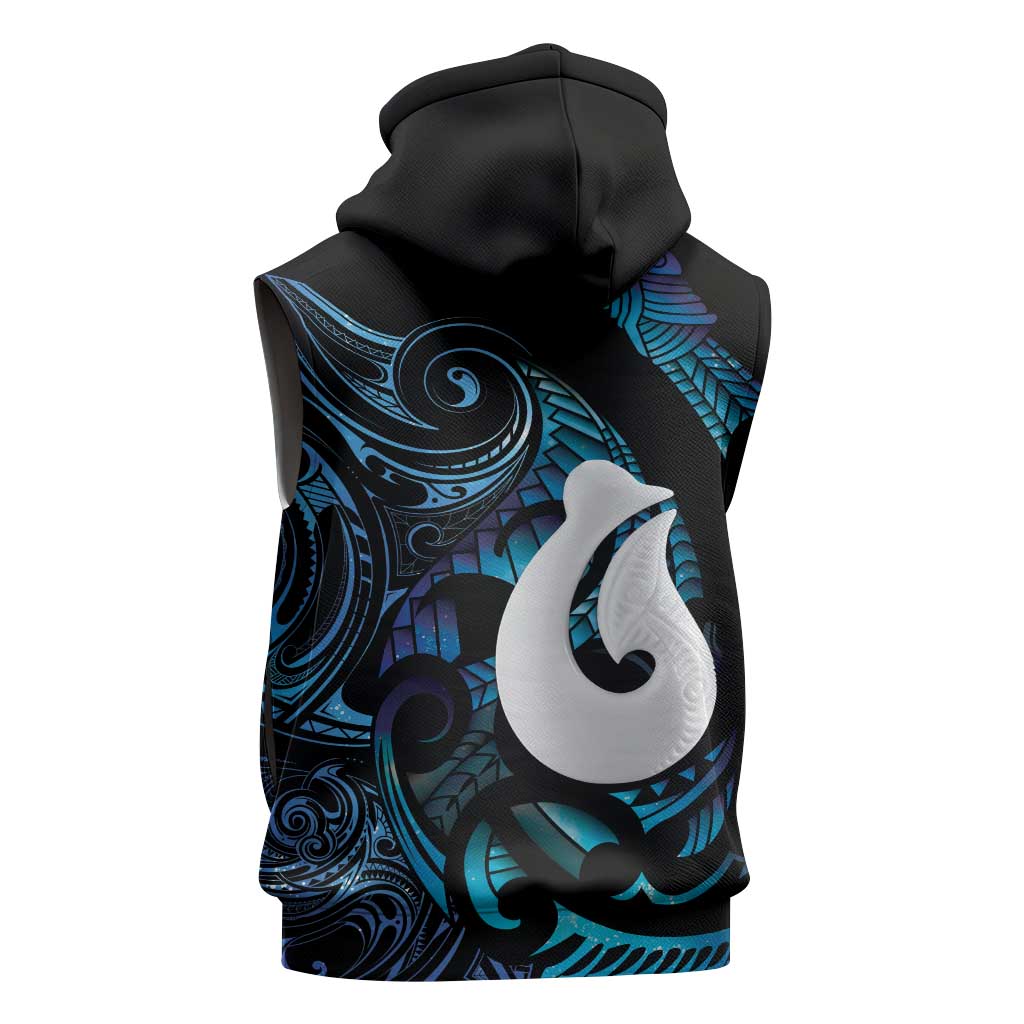 Hei Matau New Zealand Matariki Sleeveless Zip Hoodie NZ Fish Hook Maori Art LT14 - Polynesian Pride