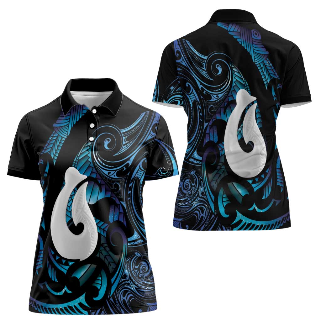 Hei Matau New Zealand Matariki Women Polo Shirt NZ Fish Hook Maori Art LT14 - Polynesian Pride