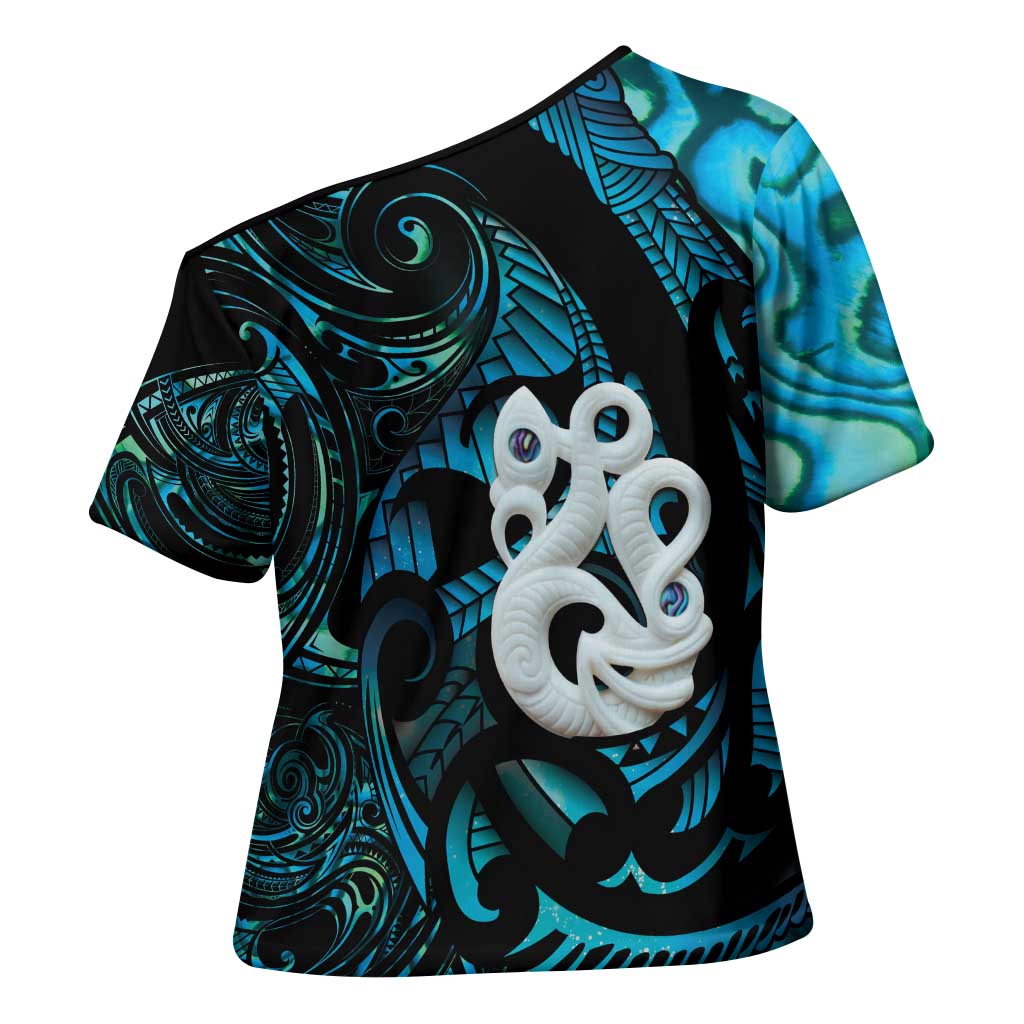 Manaia New Zealand Matariki Cross Shoulder Shirt NZ Paua Shell Maori Art