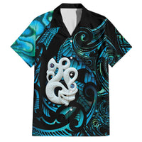 Manaia New Zealand Matariki Family Matching Summer Maxi Dress and Hawaiian Shirt NZ Paua Shell Maori Art LT14 Dad's Shirt - Short Sleeve Turquoise - Polynesian Pride