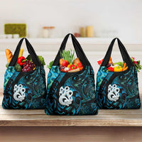 Manaia New Zealand Matariki Grocery Bag NZ Paua Shell Maori Art LT14 3-pack One Size Turquoise - Polynesian Pride