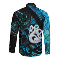 Manaia New Zealand Matariki Long Sleeve Button Shirt NZ Paua Shell Maori Art LT14 - Polynesian Pride