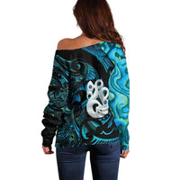 Manaia New Zealand Matariki Off Shoulder Sweater NZ Paua Shell Maori Art LT14 - Polynesian Pride