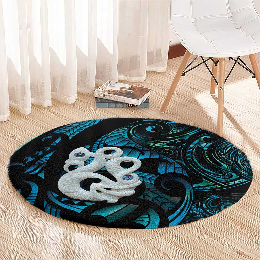 Manaia New Zealand Matariki Round Carpet NZ Paua Shell Maori Art