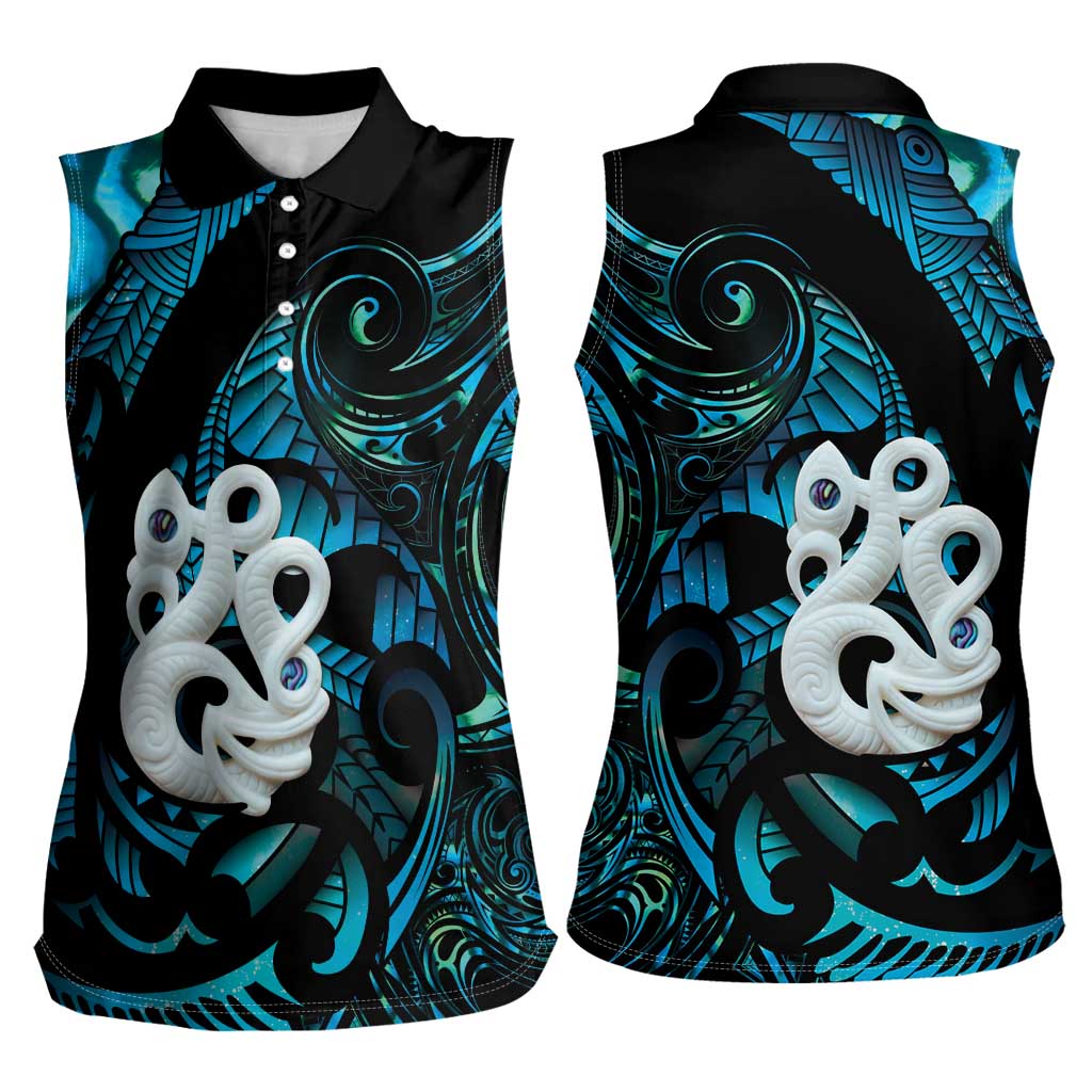 Manaia New Zealand Matariki Women Sleeveless Polo Shirt NZ Paua Shell Maori Art LT14 - Polynesian Pride