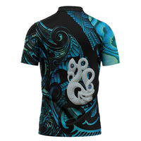 Manaia New Zealand Matariki Zipper Polo Shirt NZ Paua Shell Maori Art LT14 - Polynesian Pride