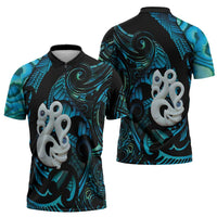 Manaia New Zealand Matariki Zipper Polo Shirt NZ Paua Shell Maori Art LT14 - Polynesian Pride