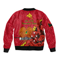 Polynesian Pride Remembrance Day PNG Sleeve Zip Bomber Jacket Papua New Guinea We Will Remember Them LT14 - Polynesian Pride