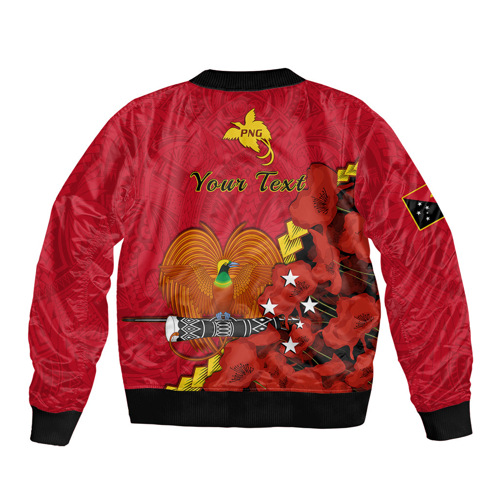 Personalised Remembrance Day PNG Sleeve Zip Bomber Jacket Papua New Guinea We Will Remember Them LT14 - Polynesian Pride