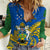 Polynesian Pride Independence Day Solomon Islands Women Casual Shirt Happy 45th Anniversary LT14 Female Blue - Polynesian Pride