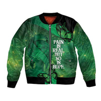Personalised World Mental Health Awareness Month Bomber Jacket Warriors Brave Strong Galaxy Vibes