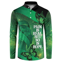 Personalised World Mental Health Awareness Month Button Sweatshirt Warriors Brave Strong Galaxy Vibes LT14 Green - Polynesian Pride