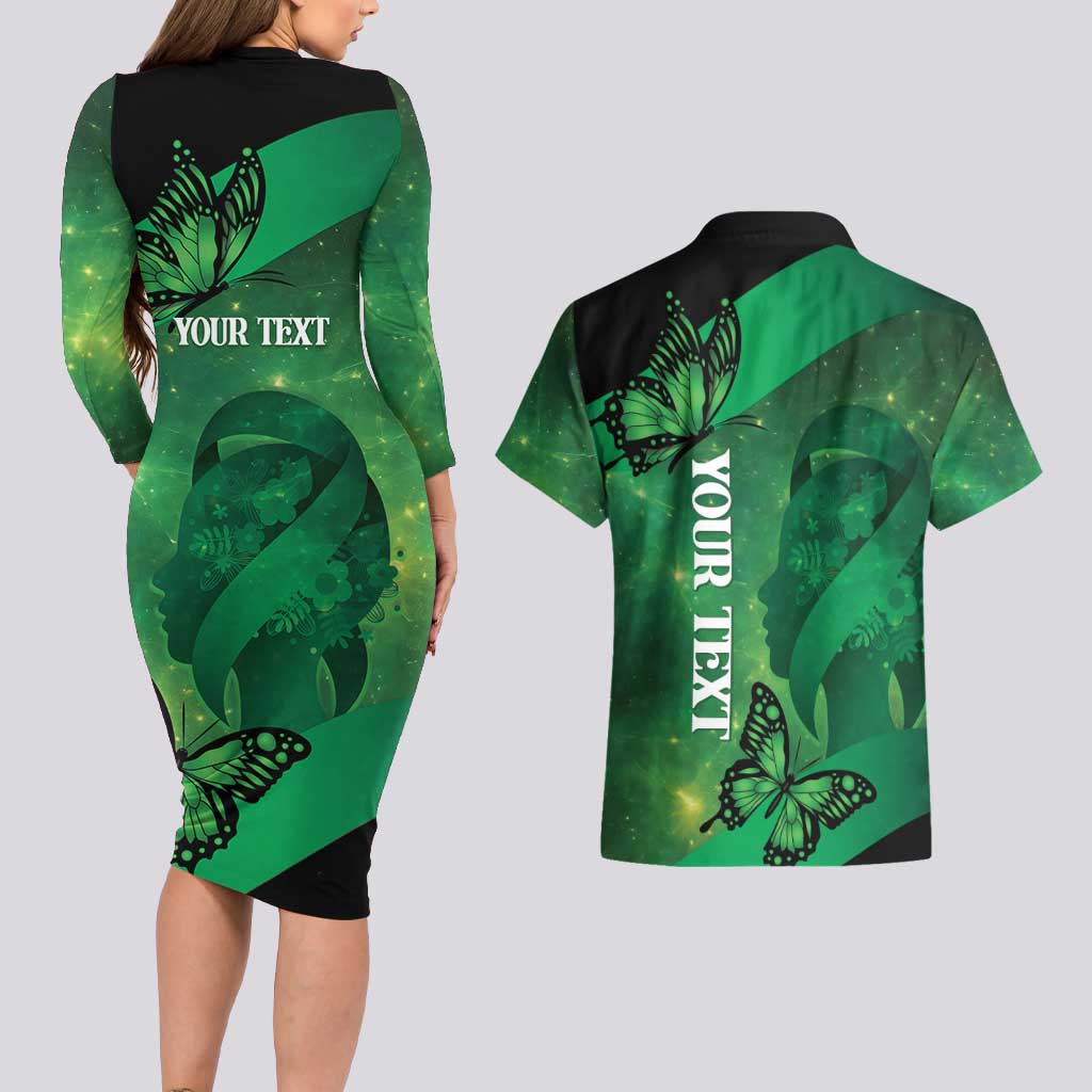 Personalised World Mental Health Awareness Month Couples Matching Long Sleeve Bodycon Dress and Hawaiian Shirt Warriors Brave Strong Galaxy Vibes LT14 - Polynesian Pride