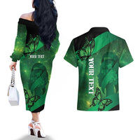 Personalised World Mental Health Awareness Month Couples Matching Off The Shoulder Long Sleeve Dress and Hawaiian Shirt Warriors Brave Strong Galaxy Vibes LT14 - Polynesian Pride
