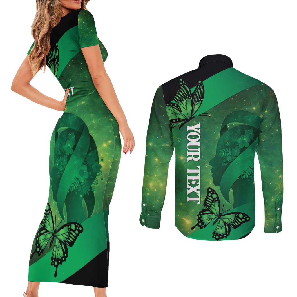 Personalised World Mental Health Awareness Month Couples Matching Short Sleeve Bodycon Dress and Long Sleeve Button Shirt Warriors Brave Strong Galaxy Vibes LT14 - Polynesian Pride