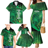 Personalised World Mental Health Awareness Month Family Matching Mermaid Dress and Hawaiian Shirt Warriors Brave Strong Galaxy Vibes LT14 - Polynesian Pride