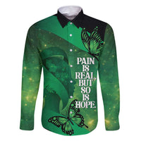 Personalised World Mental Health Awareness Month Family Matching Mermaid Dress and Hawaiian Shirt Warriors Brave Strong Galaxy Vibes LT14 Dad's Shirt - Long Sleeve Green - Polynesian Pride
