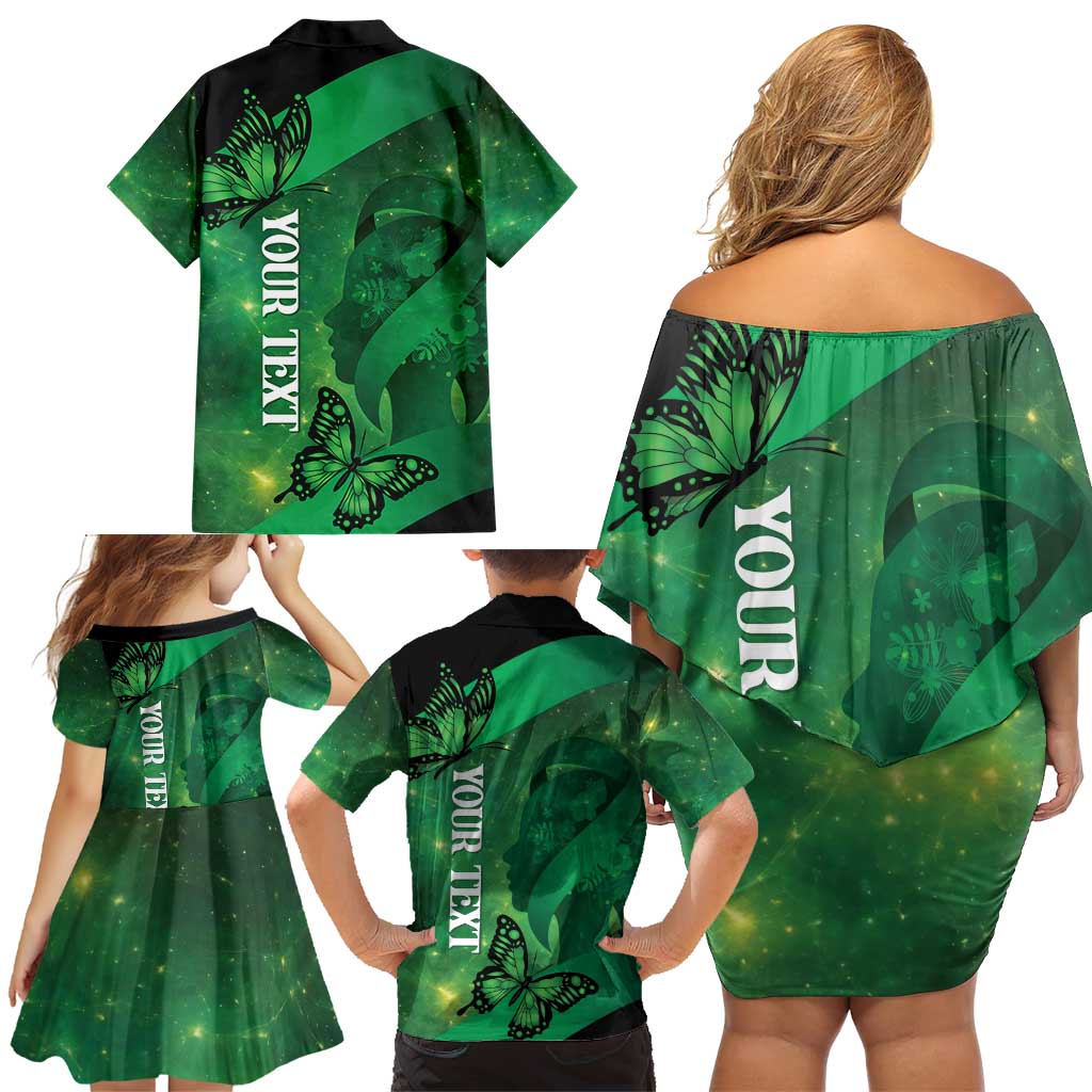 Personalised World Mental Health Awareness Month Family Matching Off Shoulder Short Dress and Hawaiian Shirt Warriors Brave Strong Galaxy Vibes LT14 - Polynesian Pride