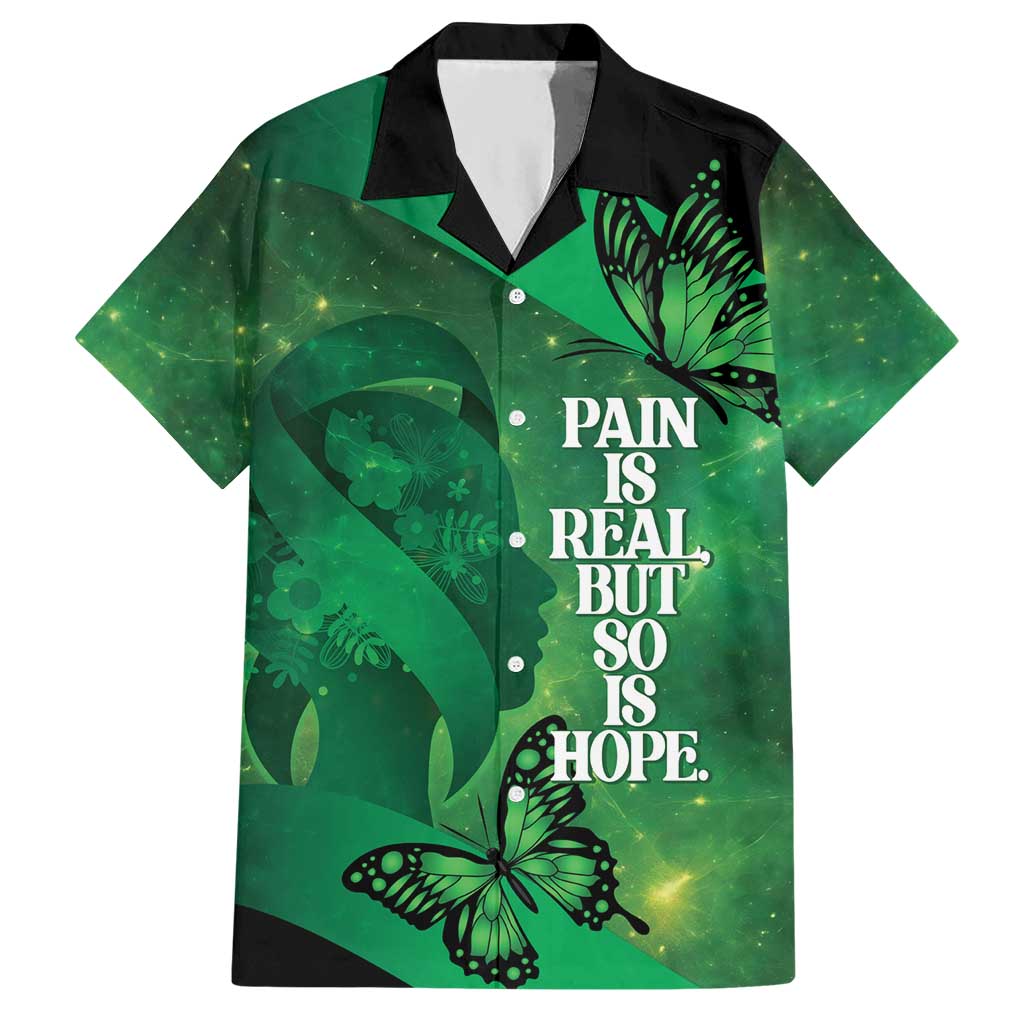 Personalised World Mental Health Awareness Month Hawaiian Shirt Warriors Brave Strong Galaxy Vibes LT14 Green - Polynesian Pride