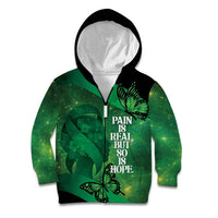 Personalised World Mental Health Awareness Month Kid Hoodie Warriors Brave Strong Galaxy Vibes LT14 Zip Hoodie Green - Polynesian Pride
