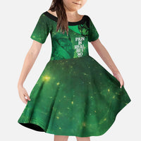 Personalised World Mental Health Awareness Month Kid Short Sleeve Dress Warriors Brave Strong Galaxy Vibes LT14 KID Green - Polynesian Pride