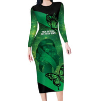 Personalised World Mental Health Awareness Month Long Sleeve Bodycon Dress Warriors Brave Strong Galaxy Vibes LT14 Long Dress Green - Polynesian Pride