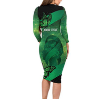 Personalised World Mental Health Awareness Month Long Sleeve Bodycon Dress Warriors Brave Strong Galaxy Vibes LT14 - Polynesian Pride