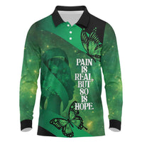Personalised World Mental Health Awareness Month Long Sleeve Polo Shirt Warriors Brave Strong Galaxy Vibes LT14 Green - Polynesian Pride