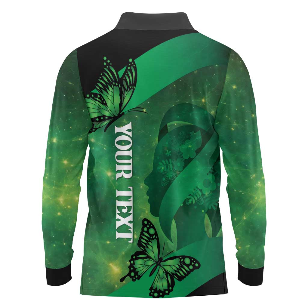 Personalised World Mental Health Awareness Month Long Sleeve Polo Shirt Warriors Brave Strong Galaxy Vibes LT14 - Polynesian Pride