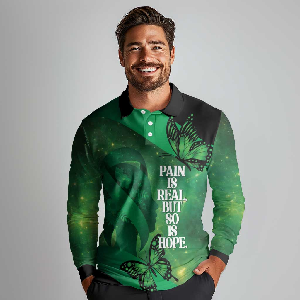 Personalised World Mental Health Awareness Month Long Sleeve Polo Shirt Warriors Brave Strong Galaxy Vibes LT14 - Polynesian Pride