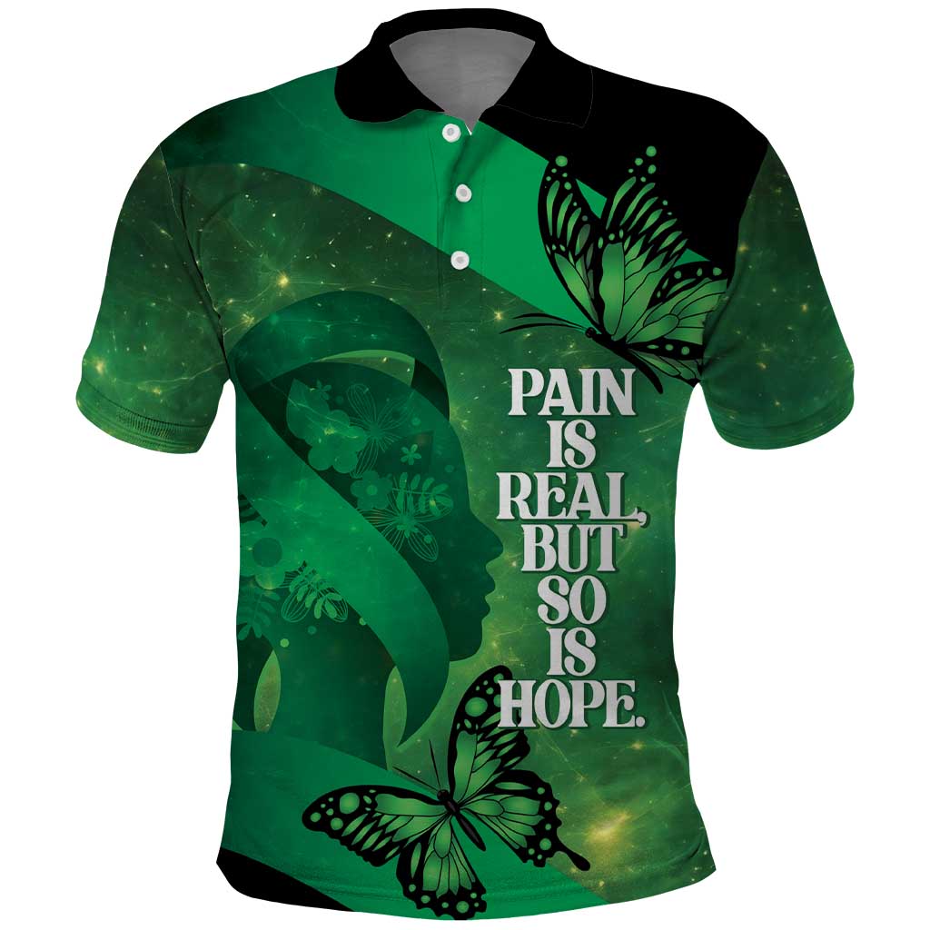 Personalised World Mental Health Awareness Month Polo Shirt Warriors Brave Strong Galaxy Vibes