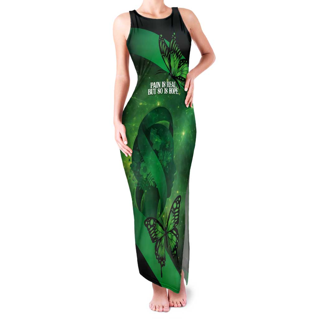 Personalised World Mental Health Awareness Month Tank Maxi Dress Warriors Brave Strong Galaxy Vibes LT14 Women Green - Polynesian Pride